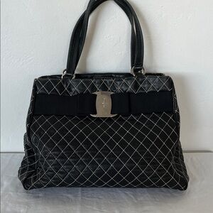 Ferragamo Black Quilted Leather Handbag